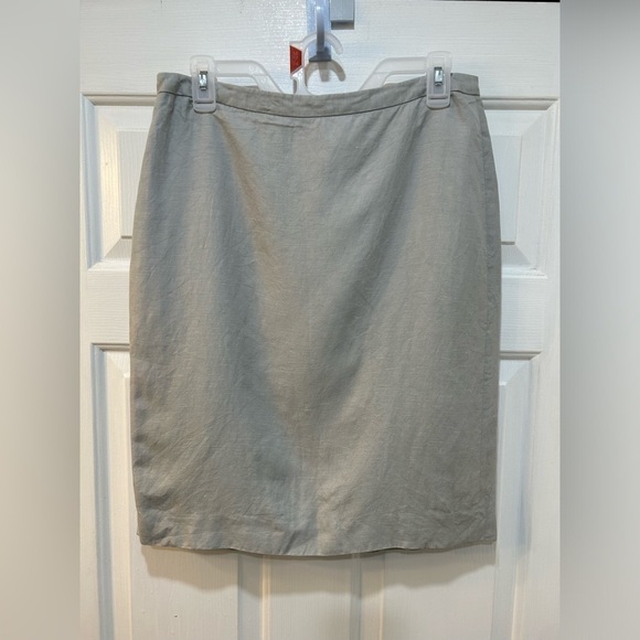 Ann Taylor LOFT Silk Linen Blend Pencil Skirt Artic Gray Hidden Zip Women Size 8 - Picture 1 of 6